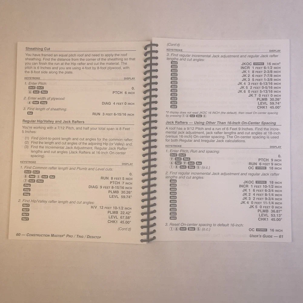 Calculated industries Construction Master Pro User Guide Models 4065 4080 44080